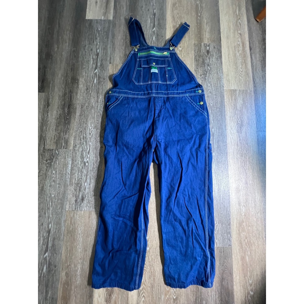 Liberty Overalls Mens 44x30 Blue Denim Bib Workwear Carpenter Contrast Stitch‎
